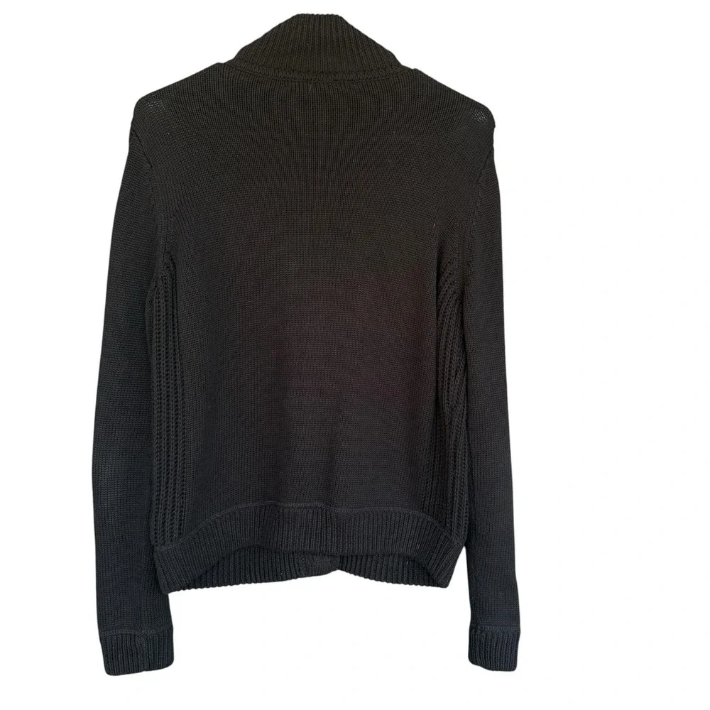 Lauren Ralph Lauren Cardigan Sweater Womens PL Black Military Gold Button Knit
